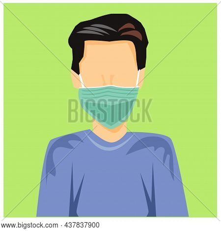 Illustration
Man Wearing Mask Prevent The Spread Of The Covid-19 Virus
 Suitable For Cards, Brochure