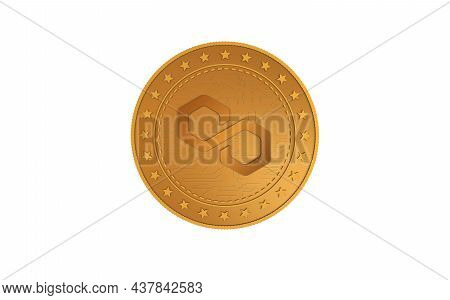 Polygon Matic Cryptocurrency Symbol Golden Coin Illustration