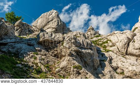 Panorama Of Rock Nature Monument Dabarski Kuk, Velebit Nature Park, Croatia.