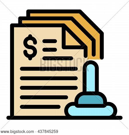 Tax Inspector Stamp Icon. Outline Tax Inspector Stamp Vector Icon Color Flat Isolated