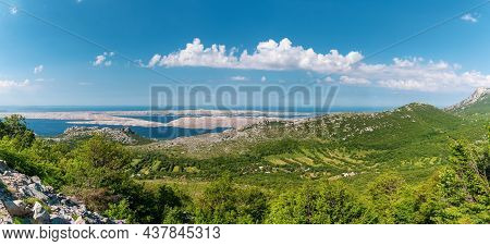 Panorama Of Adriatic Sea And Island In The Background, Velebit Nature Park, Croatia.