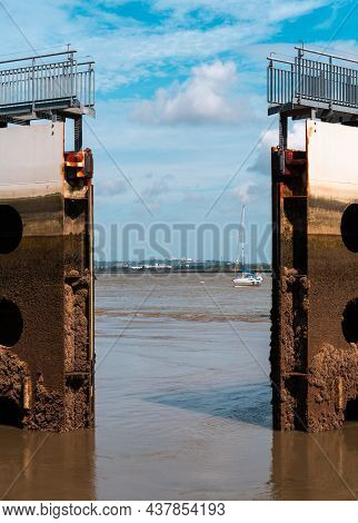 Honfleur, France - August 4, 2021: Doors That Protect The Port From Floods And Allow Regulation Of W