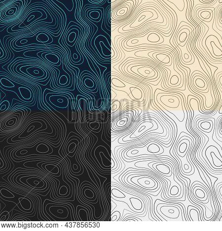 Topography Patterns. Seamless Elevation Map Tiles. Authentic Isoline Background. Classy Tileable Pat