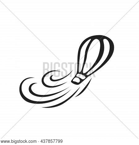 Isolated Outline Balloon Logo. Vector Aerostate In Motion Icon