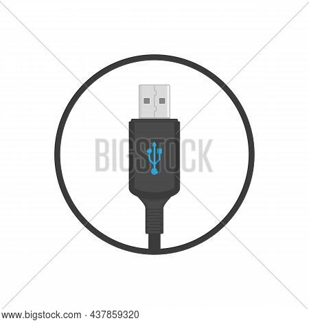 Usb Cable Icon Isolated On White Background. Vector Usb Plug Sign In Flat Style. Illustration Eps 10