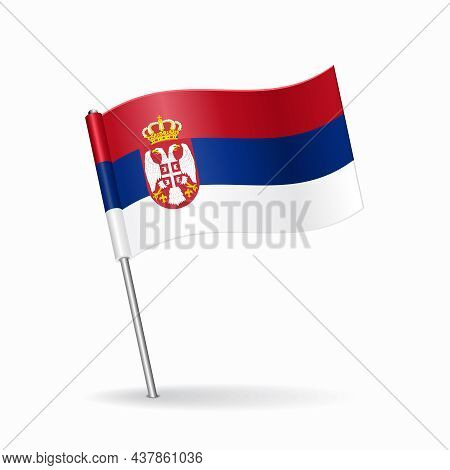 Serbian Flag Map Pointer Layout. Vector Illustration.