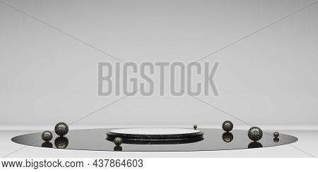 Zen Concept Stage Pallet Circular Base Blank Stage Modern Abstract Background 3d Illustration