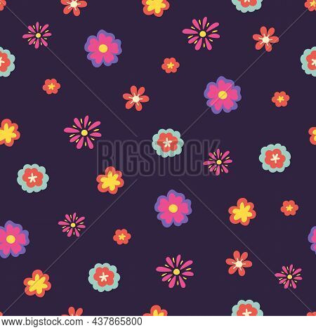 Hand Drawn Mexican Flower Seamless Pattern. Embroidery Banner. Day Of The Dead Background. Dia De Lo