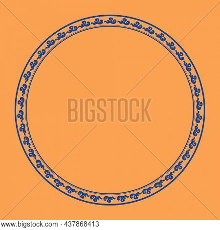 Chinese frame traditional clouds pattern blue circle