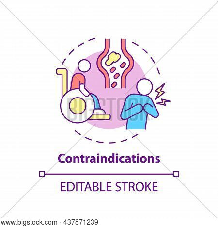 Contraindications Concept Icon. Pulmonary Rehabilitation Abstract Idea Thin Line Illustration. Disab