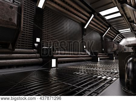 3D Rendering Science Fiction Hall
