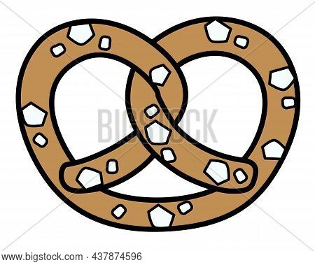Salted Pretzel - Baked Product - Vector Full Color Illustration For Logo Or Badge. Brezel - Traditio