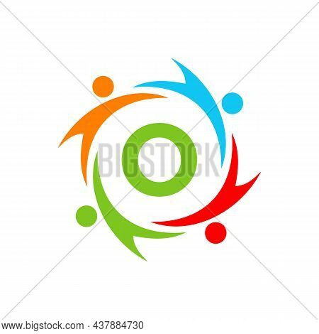 Charity Logo Template On Letter O, Initial Unity Foundation Human Logo Sign. Unity Team Work Logo De