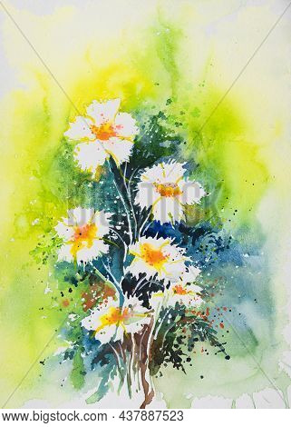 Abstract Flower Watercolor Painting For Various Usage Like Invitation Card, Post Card, Poster, Cover