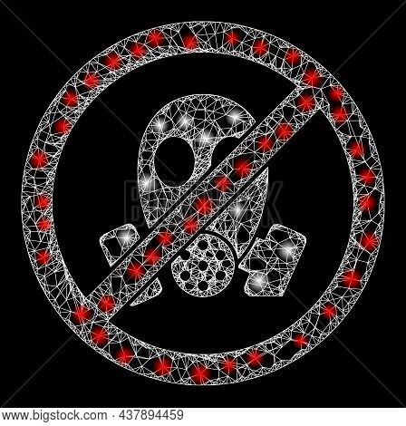 Constellation Net Stop Gasmask With Lightspots. Vector Carcass Based On Stop Gasmask Icon, And With 
