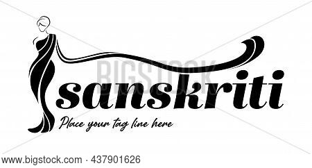 Sanskriti Saree Brand Logo. Women With Wearing Saree.