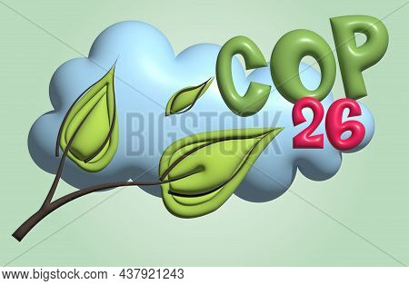 Cop 26 3d Illustration On An Eco Green Background