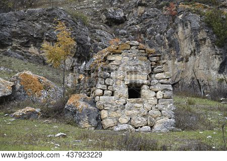 The Ancient Ossetian Grave Crypt Is Close-up. Dzivgis, North Ossetia-alania. Russian Federation