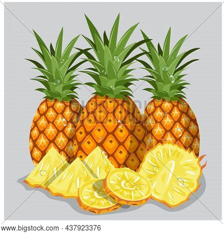 Illustration Of Pineapple, Icon, Symbol, Logo, Card, Banner, 
Pineapple Tropical Fruit. Illustration