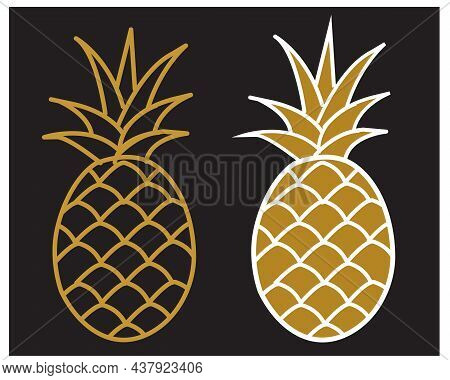 Illustration Of Pineapple , Icon, Symbol, Logo, Card, Banner, 
Pineapple Tropical Fruit.  Illustrati