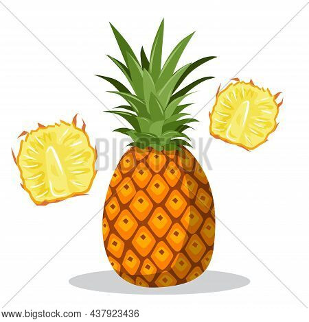Illustration Of Pineapple, Icon, Symbol, Logo, Card, Banner, 
Pineapple Tropical Fruit. Illustration
