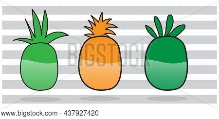 Illustration Collection Set Of Pineapple In Different Styles, Fruity Festive, Summer With Pineapple 