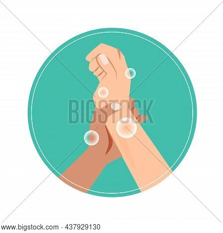 Infographic How To Wash Your Hands Properly. Illustration Of Handwashing. Washing Hands With Soap Si