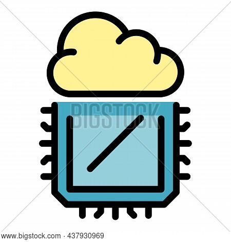 Operating System Cloud Processor Icon. Outline Operating System Cloud Processor Vector Icon Color Fl