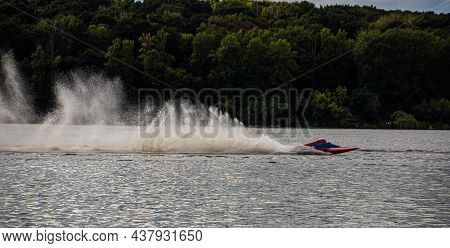 Sport. Motor Boat Races. Speed, Water Sports. Competition On The Water On A Sunny Day