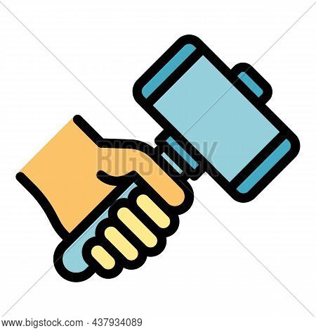 Blacksmith Sledgehammer Icon. Outline Blacksmith Sledgehammer Vector Icon Color Flat Isolated