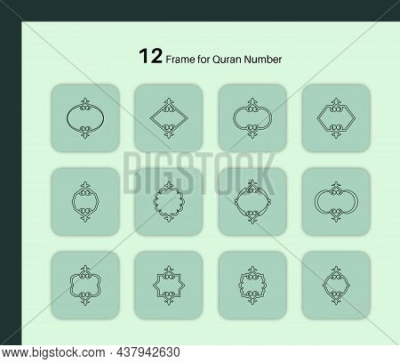 12 Frame For Quran Number. Outline Version And Flat