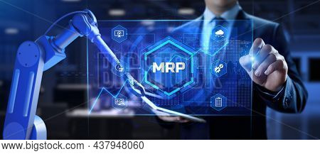 Mrp Material Requirement Planning Software System. Business Industrial Technology Concept. Cobot 3d 