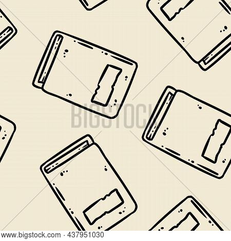 Cute Cartoon Sketchbook Doodles Seamless Border Pattern. Vector Repeatable Background Tile. Cozy Cra