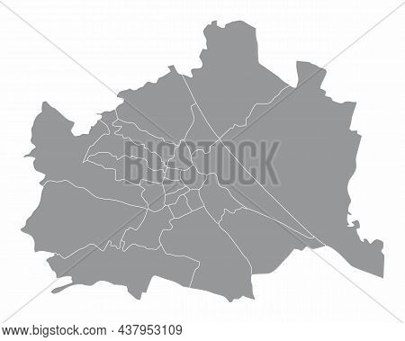 Vienna Administrative Map Isolated On White Background, Austria