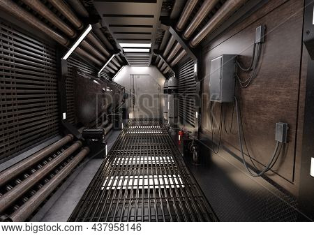 3D Rendering Science Fiction Hall