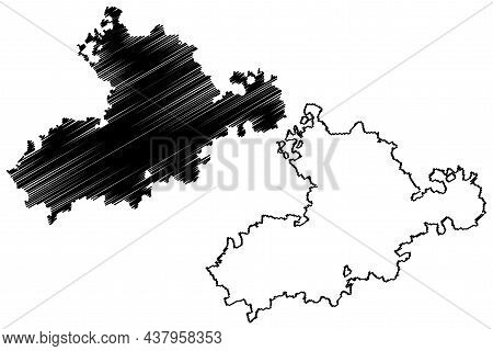 Rajkot District (gujarat State, Republic Of India) Map Vector Illustration, Scribble Sketch Rajkot M