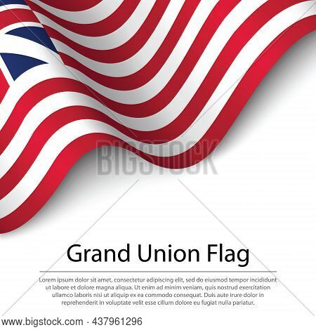 Waving Grand Union Flag On White Background. Banner Or Ribbon Vector Template