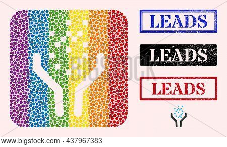 Dot Mosaic Powder Funnel Stencil Icon For Lgbt, And Grunge Leads Seals. Rectangle Seals Contain Lead