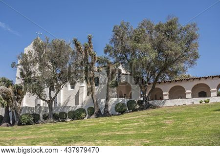 San Diego, California, Usa - October 3, 2021: Junipero Serra Museum White Building And Tower Against