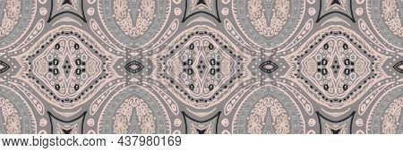 Mosaic Rug Background. Ethnic Paisley Pattern. Vintage Turkish Print. Seamless Kilim Design. Persian