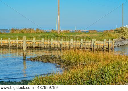 View From Holts Landing State Park Of Calhoun Landing. On Indian River Bay In Sussex County, Delawar