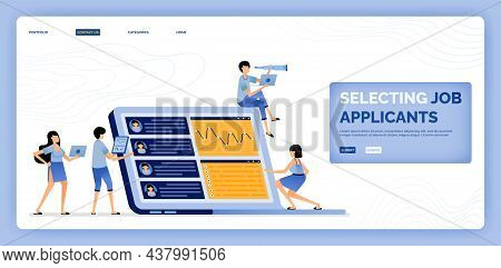 Vector Illustration Of Selecting Job Applicants Based On The Criteria And Qualifications Of The Open