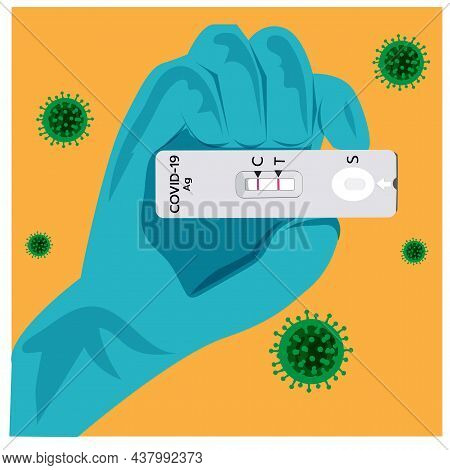 Vector, Illustration, Of, Covid-19, Antigen, Test, Kit, (atk), 
With, A, Nasal, Swab., Reagent, And,