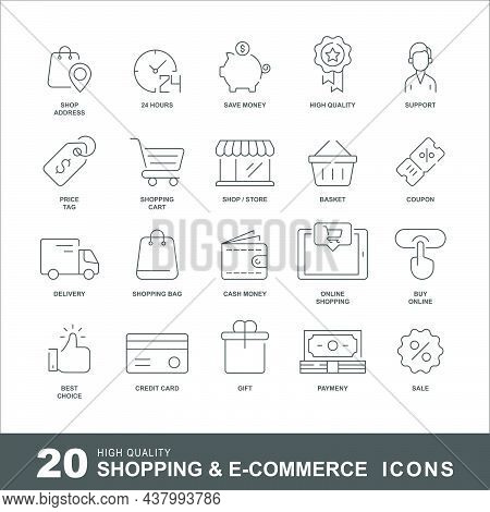 E-commerce Line Icons. Shopping And Sales Icon Set With Editable Stroke