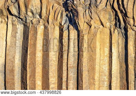 Basalt columns at Aldeyjarfoss waterfall, Iceland. The columns were formed some 9000 years ago from cooling magma from a volcanic event. Northern Iceland.