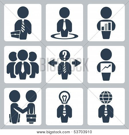 Vector Isolated Businessman Icons Set