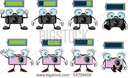 digital camera cartoon with battery level vector