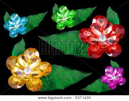 Six Gems Isolated On A Black Background
