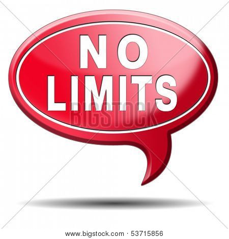 no limits or boundaries unlimited and without restrictions icon or sign