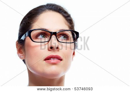 Beautiful smiling business woman isolated white background